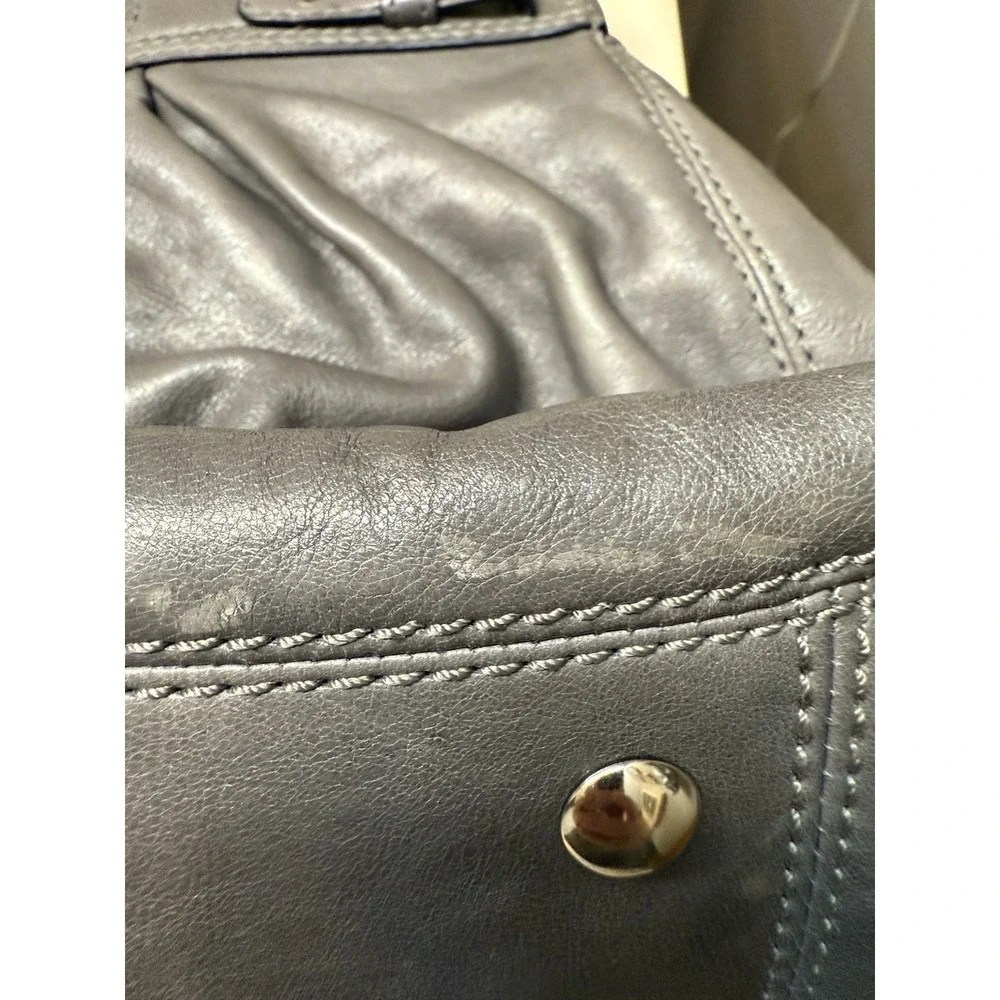 Coach Gray Leather Purse Large Hobo Handbag Turnlock Closure